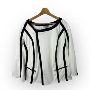 Catherines Curvy Womens size 30W Piped Trim Jacket White Black NEW